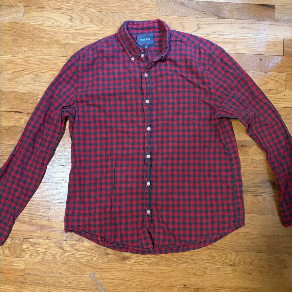 Bonobos Red and Grey Checkered Men's Shirt